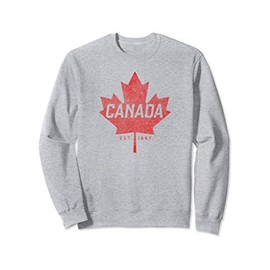 North Woods Apparel and Gifts Canada Est. 1867 Vintage Faded Canada Maple Leaf Women's Unisex Grey Small Sweatshirt