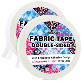 ETNRHP 2 Rolls Double-Sided Fabric Tape with Enhanced Adhesion - Hem Tape No Sewing No Ironing Required Perfect for Clothing Repairs Fabric Bonding Hemming and DIY Crafts (1/4inch+3/5inch)