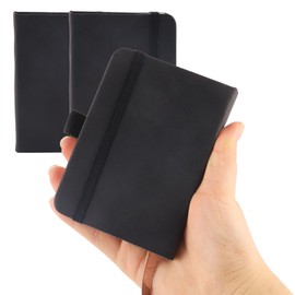EclipseGuard Pack of 2 Pocket Notebook, Small Notebook Diary, A7 Notebook, Small Notebook, Pocket Notebook, Mini Pocket Journal, Tiny Notebook, Black Leather for Office Work