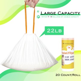 Naielfopet 40 Count 21" x 11" Cat Litter Box Liner Bags，Replaced Waste Bags Trash Bags for PURA X/MAX, Thickened Heavy Duty Drawstring Cat Litter Waste Receptacles Bags for Automatic Cat Litter Box