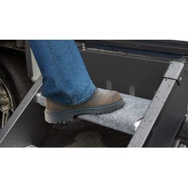 Camco RV Top Step Rug for Fold-Down Style Steps | Keeps Your RV Clean by Cutting Down on Tracked-in Dirt | Fits 23-Inch Wide Morryde Brand StepAbove Top Steps | Gray (42977)