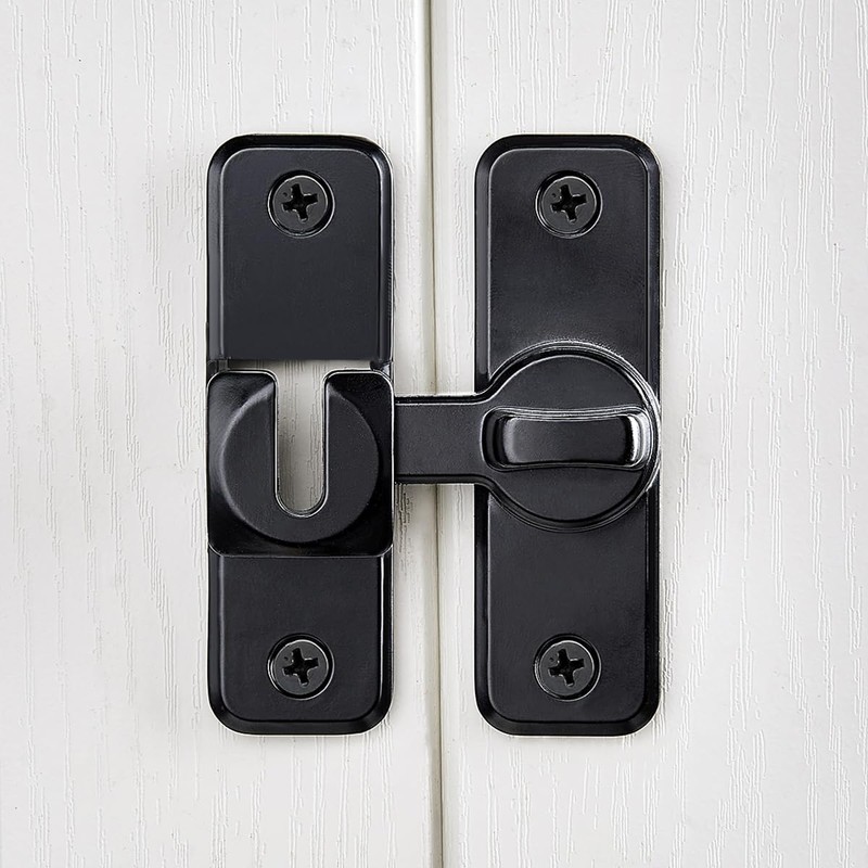 Barn Door Latches,Black 90/180 Degree Gate Lock,Zinc Alloy Right Angle