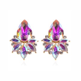 FENBORY AB Rhinestone Earrings Fancy Iridescent Crystal Cluster Art Decro Drop Earrings for Women
