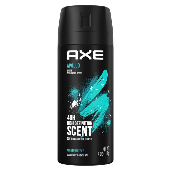 AXE Apollo Body Spray Deodorant Sage & Cedarwood for Long-Lasting Odor Protection, Deodorant for Men Formulated Without Aluminum 4.0 oz