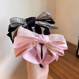 Bow Banana Clip, Banana Barrette Claw Hairpin, Elegant Vertical Ponytail Claw Clip, Bowknot Ponytail Claw for Women Girls, Sweet Hair Accessories for Women Girls Clips and Barrettes (pink)