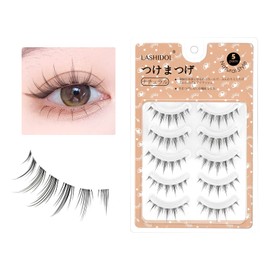 LASHIDOL False Eyelashes, Natural, Transparent Band, Cluster Lashes, Handmade False Eyelashes, Natural False Eyelashes, DIY at Home, Daily Makeup, 5 Pairs (Gorgeous Idol)