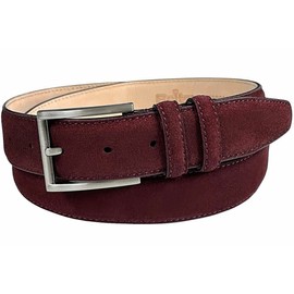 19000 Men's Suede Belt Genuine Leather Casual Dress Belt 1-3/8"(35mm) Wide (Burgundy, 38)