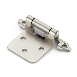 Ravinte 30 Pack 15 Pairs 1/2 inch Overlay Cabinet Hinges Satin Nickel Semi-Concealed Cupboard Hinges Face Mount Cabinet Door Hardware Self Closing Cabinet Hinges Decorative Kitchen Cabinet Hinges