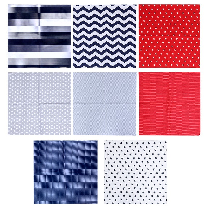 50x50cm 8Pcs Dot Star Stripe Print Pattern Cotton Cloth Fabric