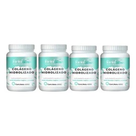 Kit 4 Colágeno Hidrolizado Puro + Ácido Hialurónico 450 Gr Sabor Natural
