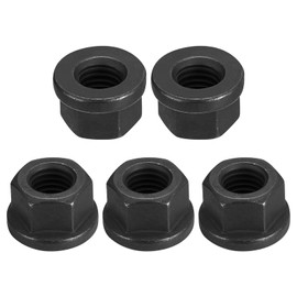 sourcing map M14 Flange Hex Nuts, 5pcs Grade 12.9 Carbon Steel Black Oxide Finished Hex Flange Nuts for Machinery