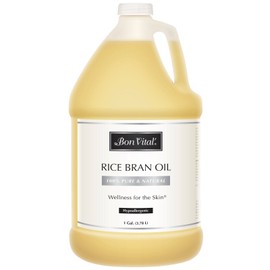 Bon Vital' - BVRBO1G Rice Bran Oil, 100% Pure and Cold Pressed Carrier Oils for Diffusers, Professional Massage Oil, Best Beauty Secret for Soft & Smooth Skin, Moisturizer & Sore Muscle Relief, 1 Gallon Bottle