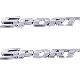 2 PCS 3D Zinc Alloy Chrome Car Sport Emblem Premium Trunk Replacement for Universal car Exterior Decoration Accessories (Silver)