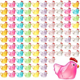 Paifeancodill Mini Resin Luminous Chicken, 100 Pcs Mini Resin Miniature Figurine, Miniature Animals Potted Garden Landscape Glow in The Dark Miniature Figurines Ornament Luminous Charm (Chick)