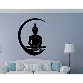 Heaven Decors Lord Buddha;Gautam Buddha Black Wall Decal and Sticker Size(59 67) cm