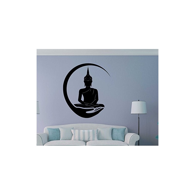 Heaven Decors Lord Buddha;Gautam Buddha Black Wall Decal and Sticker
