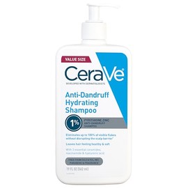 CeraVe Champú hidratante anticaspa, tratamiento de caspa de piritiona y zinc al 1% con ceramidas, niacinamida y ácido hialurónico, ayuda a eliminar la