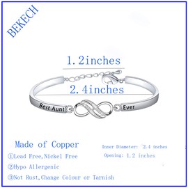 BEKECH Auntie Jewelry from Niece Nephew Best Aunt Ever Infinity Bracelet Great Aunt Birthday Gift New Aunt Gift, Small, Copper, /na