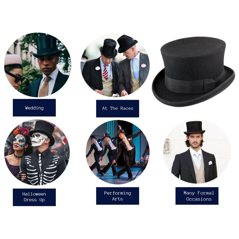AB Hats Hand Made 100% Wool Satin Lined Top Hat
