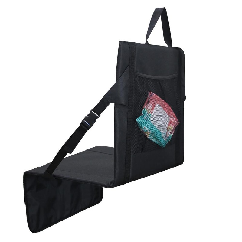 Folding Stadium Seat Camping Back Support Cushion Seat with Storage