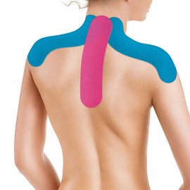 4 Physio Tapes 20 cm x 5 cm Pink Blue Black Shoulder and Neck for Optimal Elasticity and Freedom of Movement Pack of 2