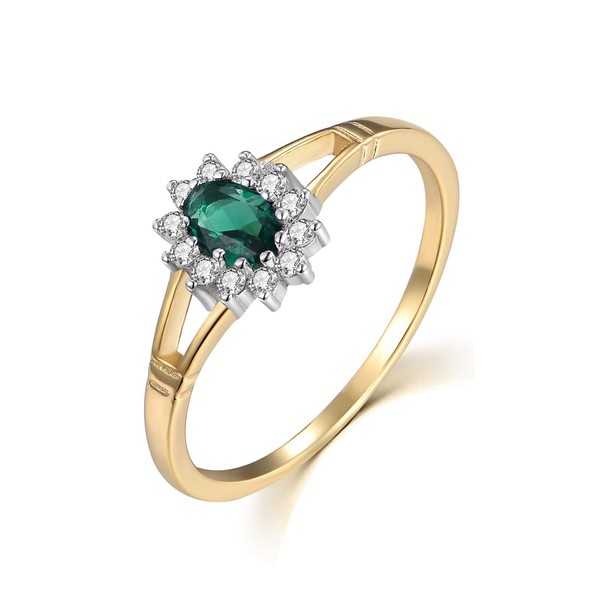 Ladies 9 Carat Gold on Sterling 925 Silver Emerald and