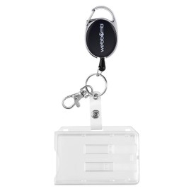 WEBBOMB® Set of 10 ID Card Holder Card Case ID Card Holder 10 x Hard Plastic Card Holders for ID Cards and Cards with Tear-Resistant 70 cm ID JoYo Cord Carabiner Key Ring + Metal Belt Clip