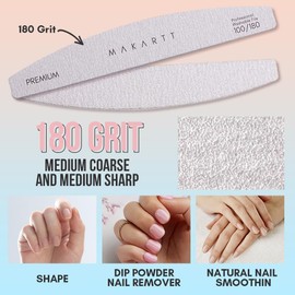 Makartt Nail File: 100/180 Grit Emery Boards for Nails, 10 Pcs Zebra Doubled Sides Washable Coarse Nail Files for Acrylic and Extension Nail Removal Nail Care Manicure Kit Salon Home Use