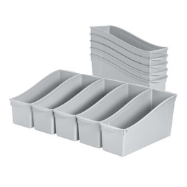 ECR4Kids Linking Book Bin, Interlocking Storage, Light Grey, 10-Piece
