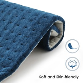 Heating Pad with Automatic Shut-Off Electric Heat Pad 30 x 60 cm for Back Shoulder Neck and Temperature Setting in 6 Quick Heating Technology Overheating Protection Blue