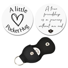Best Friends Gifts for Women Men - Pocket Hug Keychain Friend Bff Bestie Birthday Christmas Gift Long Distance Relationship Gifts A True Friendship is A Journey Without An End Keychains Double Sided
