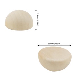 JAPCHET 500 Pcs 15mm Half Wooden Ball, Unfinished Half Wood Ball for Craft, DIY