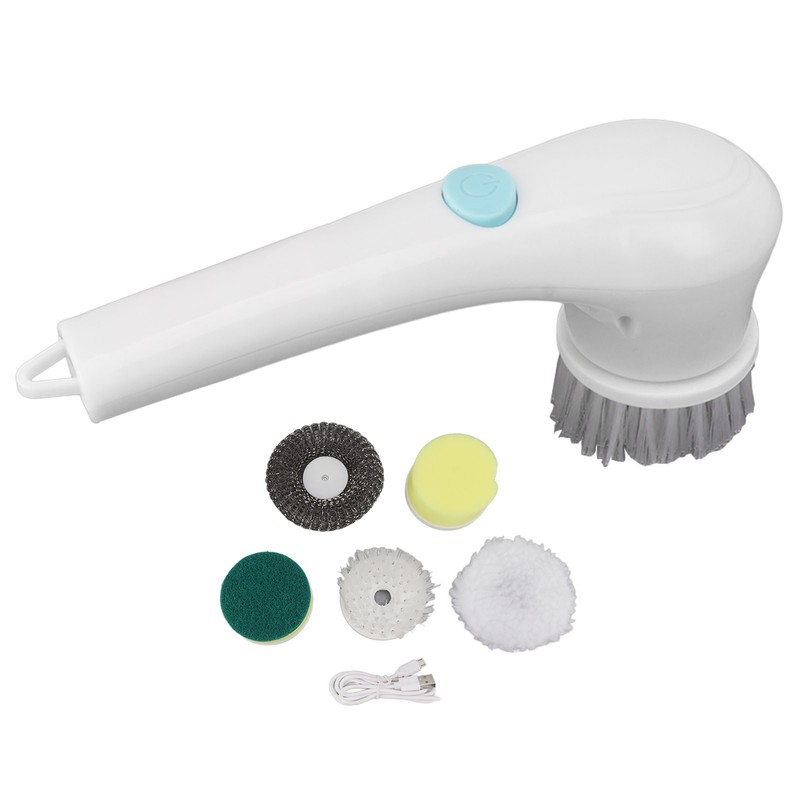 Handheld Electric Cleaning Brush Multifunctional with 5 Replacement Brush Heads
