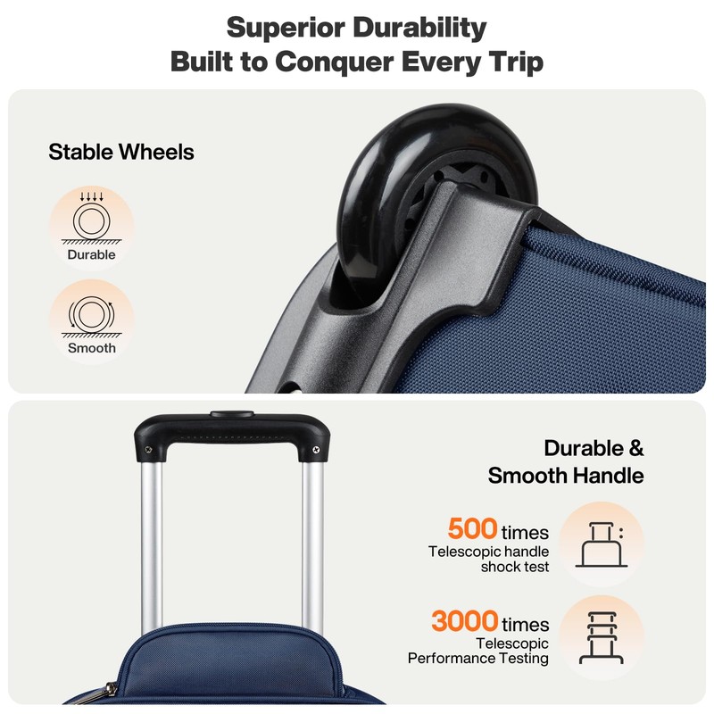 mixi 16 Inch Underseat Carry-On Luggage, Softside Suitcase with Wheels,