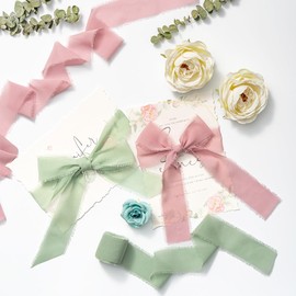 MORSUNBELA Chiffon Ribbon Blue 3.8 cm Ribbon Wedding Gift Ribbon Fabric Ribbon Fringe Decorative Ribbon Silk Ribbon