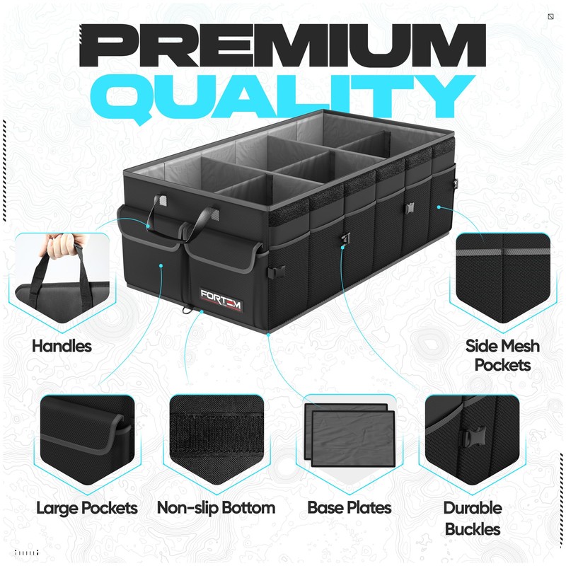 FORTEM Trunk Organizer For SUV Car Trunk Organizer, Foldable Storage,