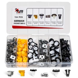 T&M TECHNICS® Box of 154 Universal Fasteners, Clips, Clips and Plastic Rivets for German Cars - Set for Door Trim Bumper Grille Bonnet DIY Repair - German Pocket Box 3