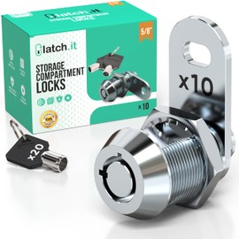 LATCH.IT 5/8” RV Storage Locks | 10-Pack RV Compartment Locks | Utility Cam Lock | 100% Metal RV Locks for Storage Door on Camper | 20-Key RV Cam Lock | Check Fitment Image Before Purchasing