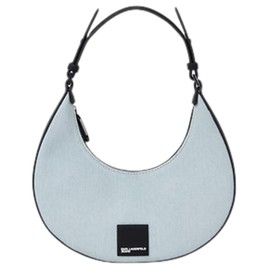 Karl Lagerfeld Jeans Women's Box Logo Small Halfmoon SHB Shoulder Bag, Light Blue, light blue