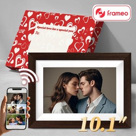 Frameo Digital Photo Frame Gift idea - Compact Design for Home or Office Use, Easy to Install & Maintain Decor Wood Giftbox - Color: Wood Giftbox M