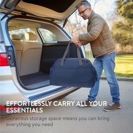 Navaris Foldable Travel Bag 38L - Travel Bag for Hand Luggage Foldable and Lightweight - Foldable Travel Bag 38L Large - Foldable Travel Luggage - Black, navy