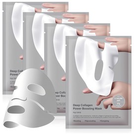 4PCS Mascarillas Faciales, Mascarilla Bio Colágeno, Reafirma e hidrata la piel, reduce los poros, Mascarilla Nocturna de Colágeno Profundo para Elasti