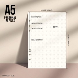 3 Packs of A5 Paper Polka Dots FANDAMEI 6 Holes 135 Sheets A5 Refill Paper Refill Paper Refill Pads for A5 Notebook, Journal, Sketch, Painting