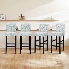 Lellen Bar Stool Chair Covers Set of 4，Jacquard Bar Stool Cover Barstool Covers Slipcovers Stretch Bar Stool Covers with Backs Bar Stool Protector Covers for Kitchen Dining Room Counter Island