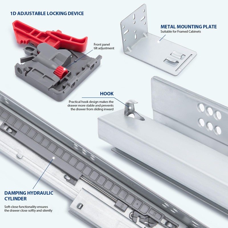 LONTAN 6 Pairs Undermount Soft Close Drawer Slides 12 Inch