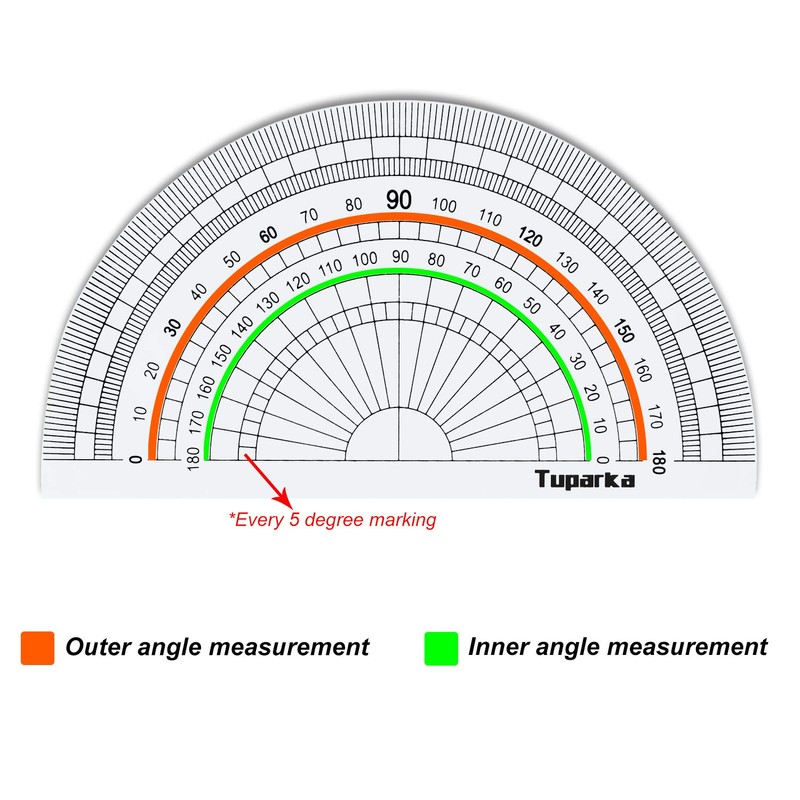 TUPARKA 12 Pack Protractor Clear Math Protractor 180 Degrees 10cm
