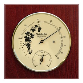 Fischer 1225HT-22 Wine Cellar Hygrothermometer Rectangular Moisture Meter and Thermometer 140 x 140 mm Made in Germany