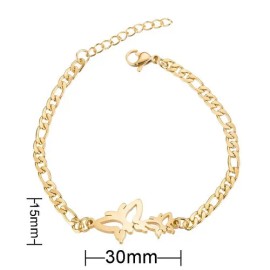 Pulsera Acero Inoxidable Mariposas Alta Calidad Ajustable