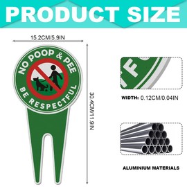 2 Pcs Double Side Aluminum No Dog Peeing Sign, Eye-catching Warning No Pooping Dog Signs, Double Sided UV resistant Waterproof Metal Yard Sign, Easy Mounting Outdoor Use 30 x 15 cm (2 Colors)