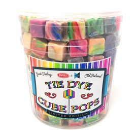 Hard Candy Cube Lollipop Suckers: Individually Wrapped Flavored Sucker Pack by Espeez - Old Fashioned Square Party Pops in Bulk - Tye Dye, 100 Count